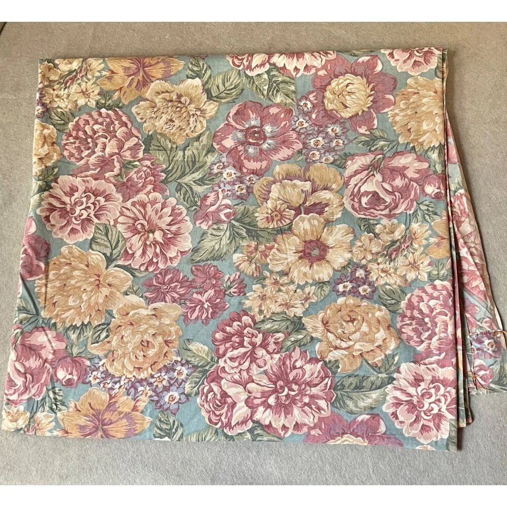 Wamsutta Queen Flat Sheet Floral Multicolor Cotton Blend VTG Cottage Core